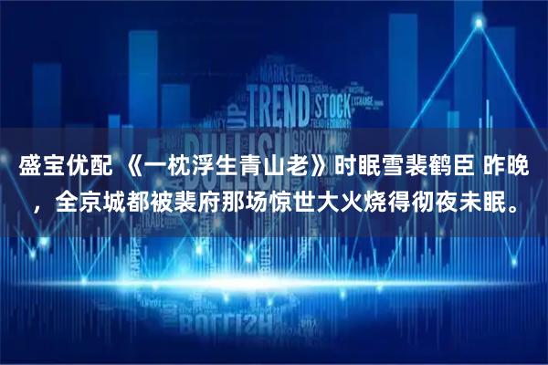 盛宝优配 《一枕浮生青山老》时眠雪裴鹤臣 昨晚，全京城都被裴府那场惊世大火烧得彻夜未眠。